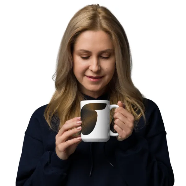 Taza blanca Sigma Rayado en Oro - Imagen 3